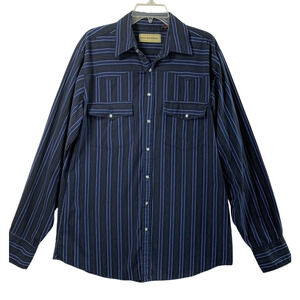 Bit & Bridle Western Shirt Mens LT Blue Black Plaid Pearl Snap Long Sleeve‎